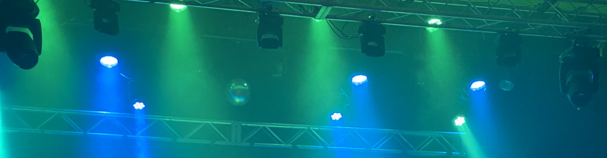 blue and green theater stage lights San Jose